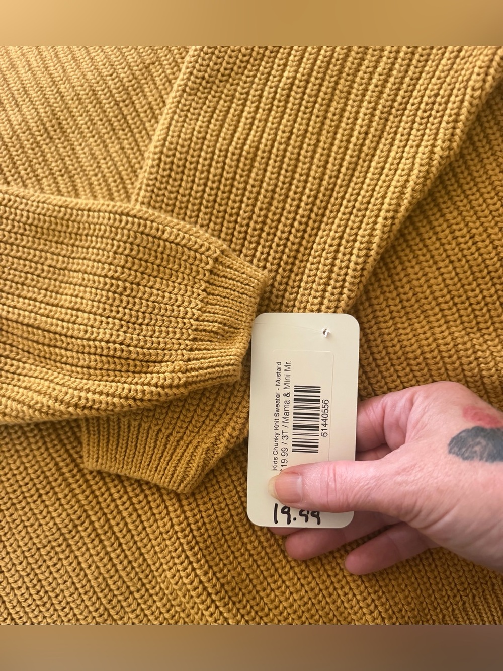 NWT Mama & Mini Me Chunky Knit Crewneck Sweater In Mustard Yellow~ Multi Sizes - Picture 4 of 4